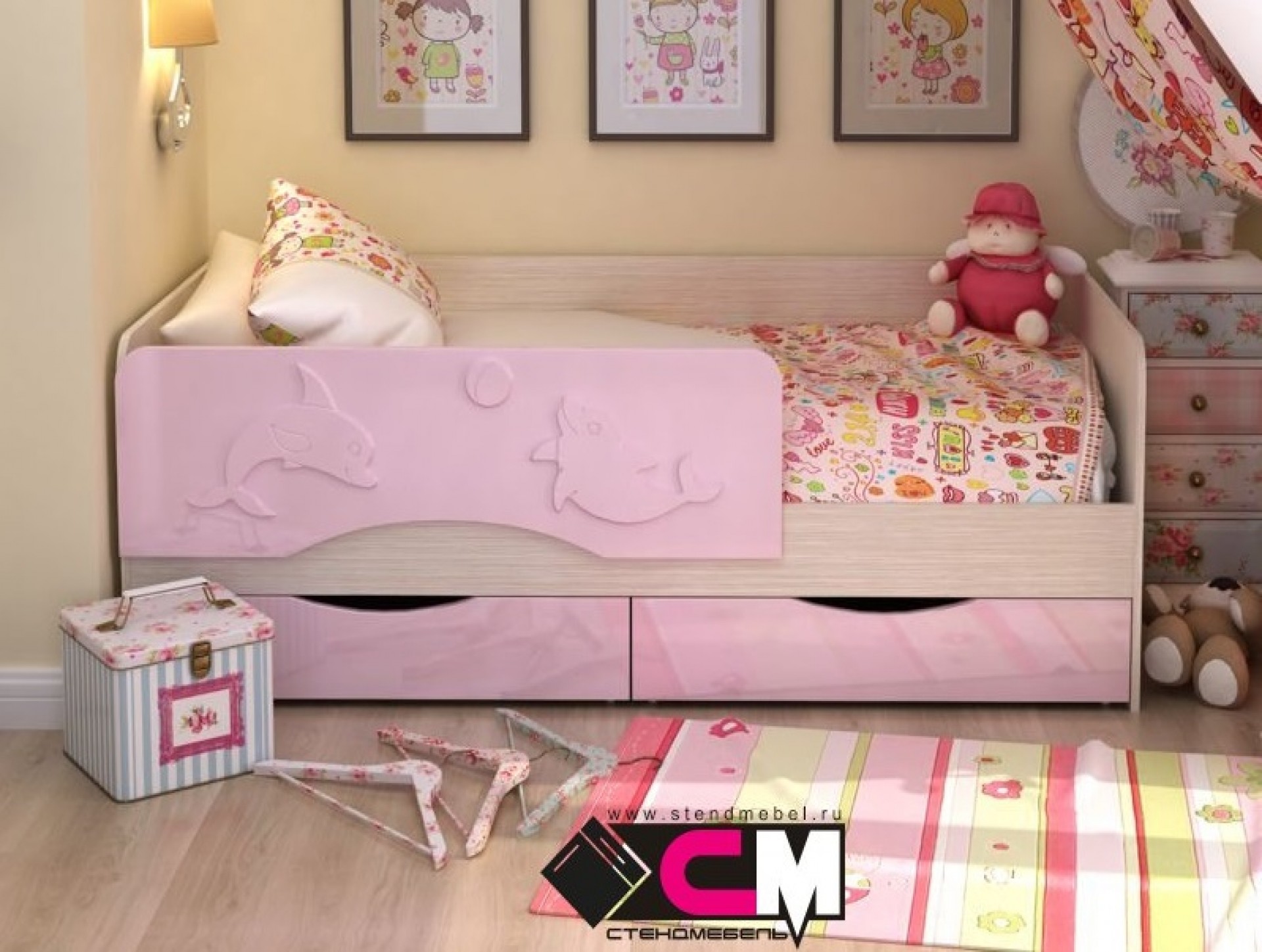 Детская кровать "АЛИСА" розовая