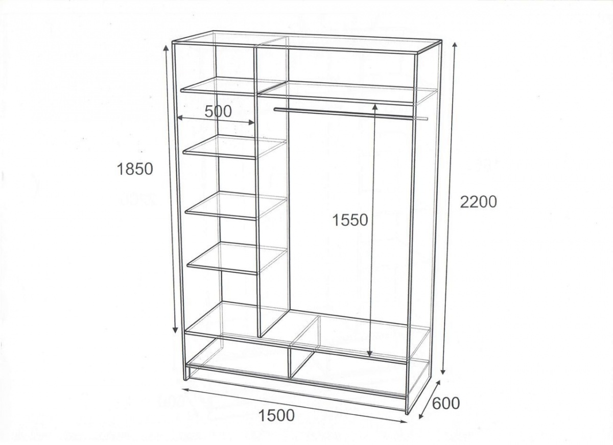 Шкаф-купе Ронда ШККР1500.1