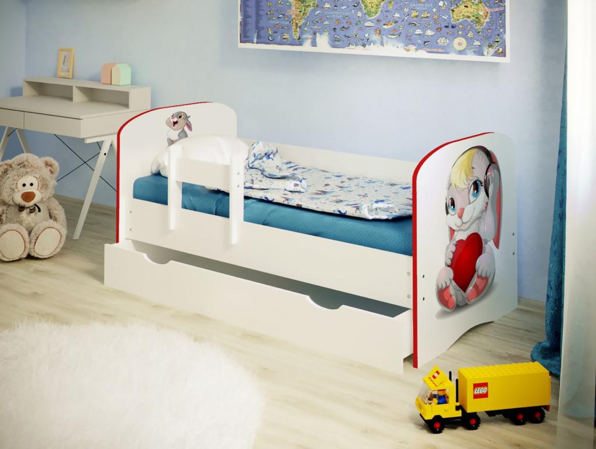 Кровать детская "Зайка" с бортиком (фотопечать)  приобрести в Томске