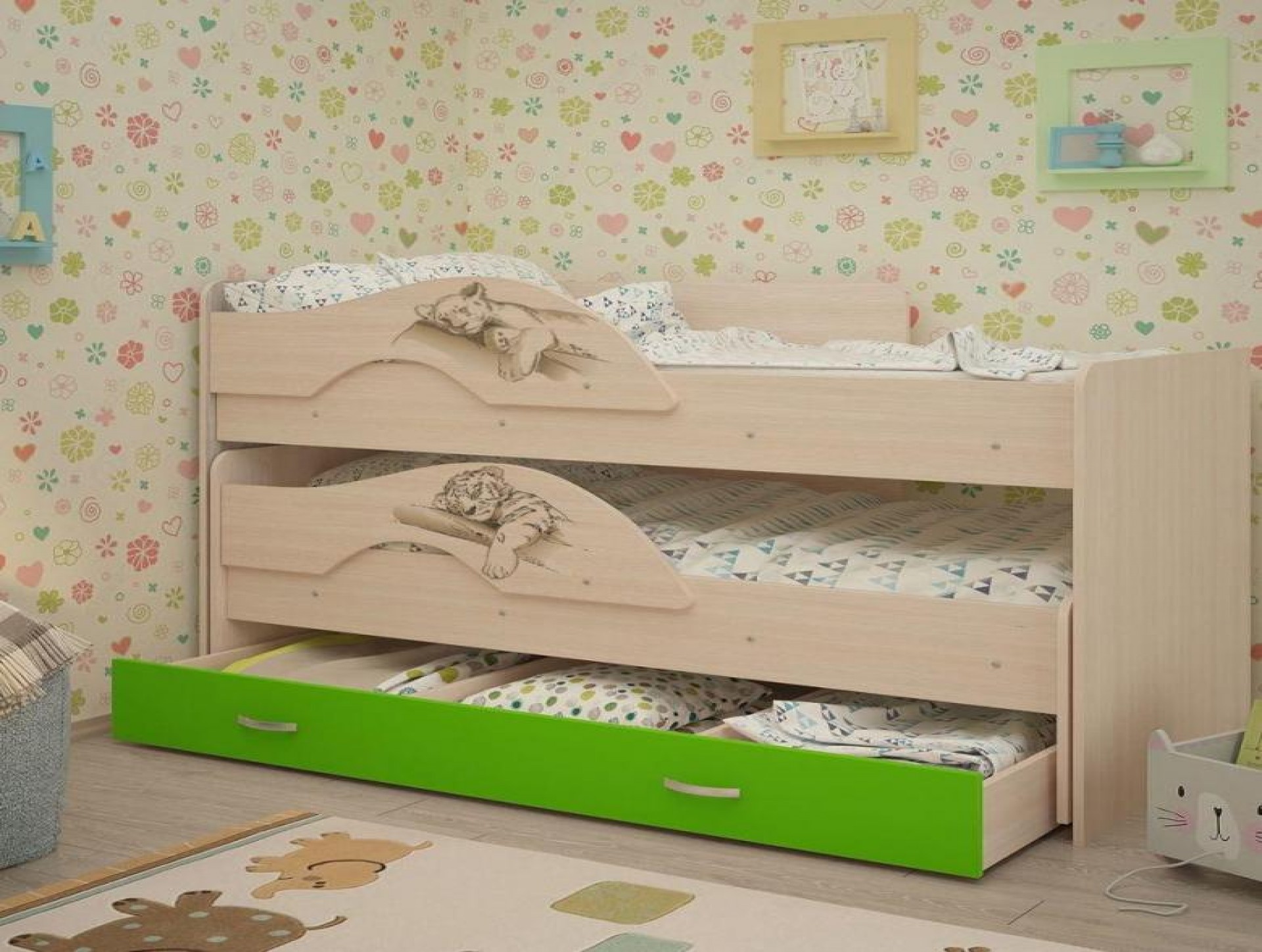 Детская кровать "Радуга-Сафари 1600"  приобрести в Томске