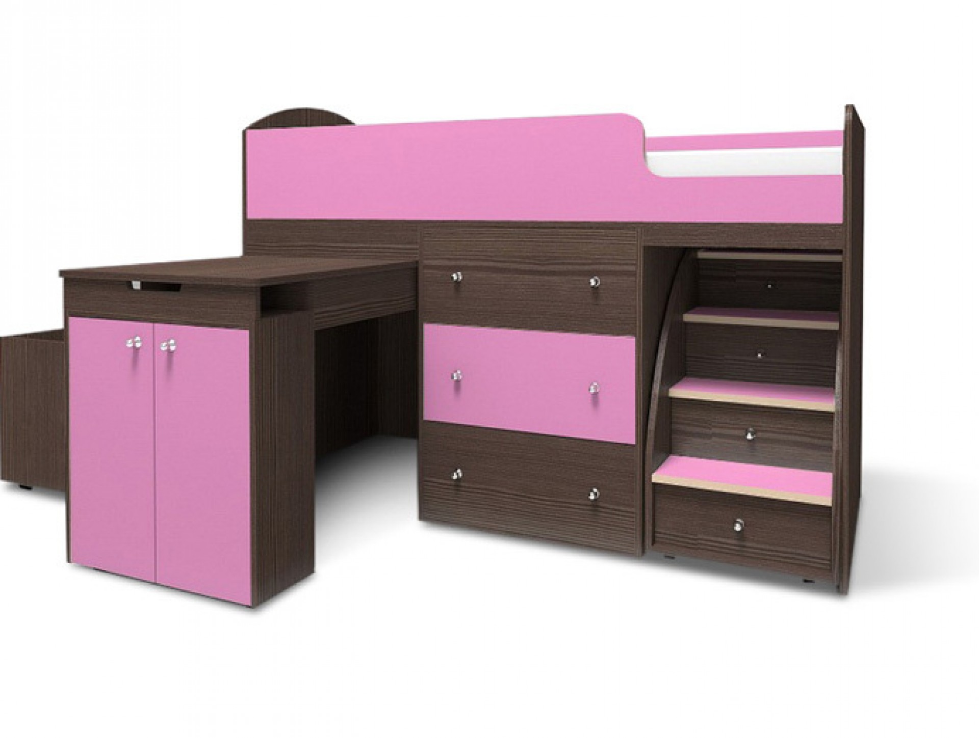 кровать чердак малыш розовый