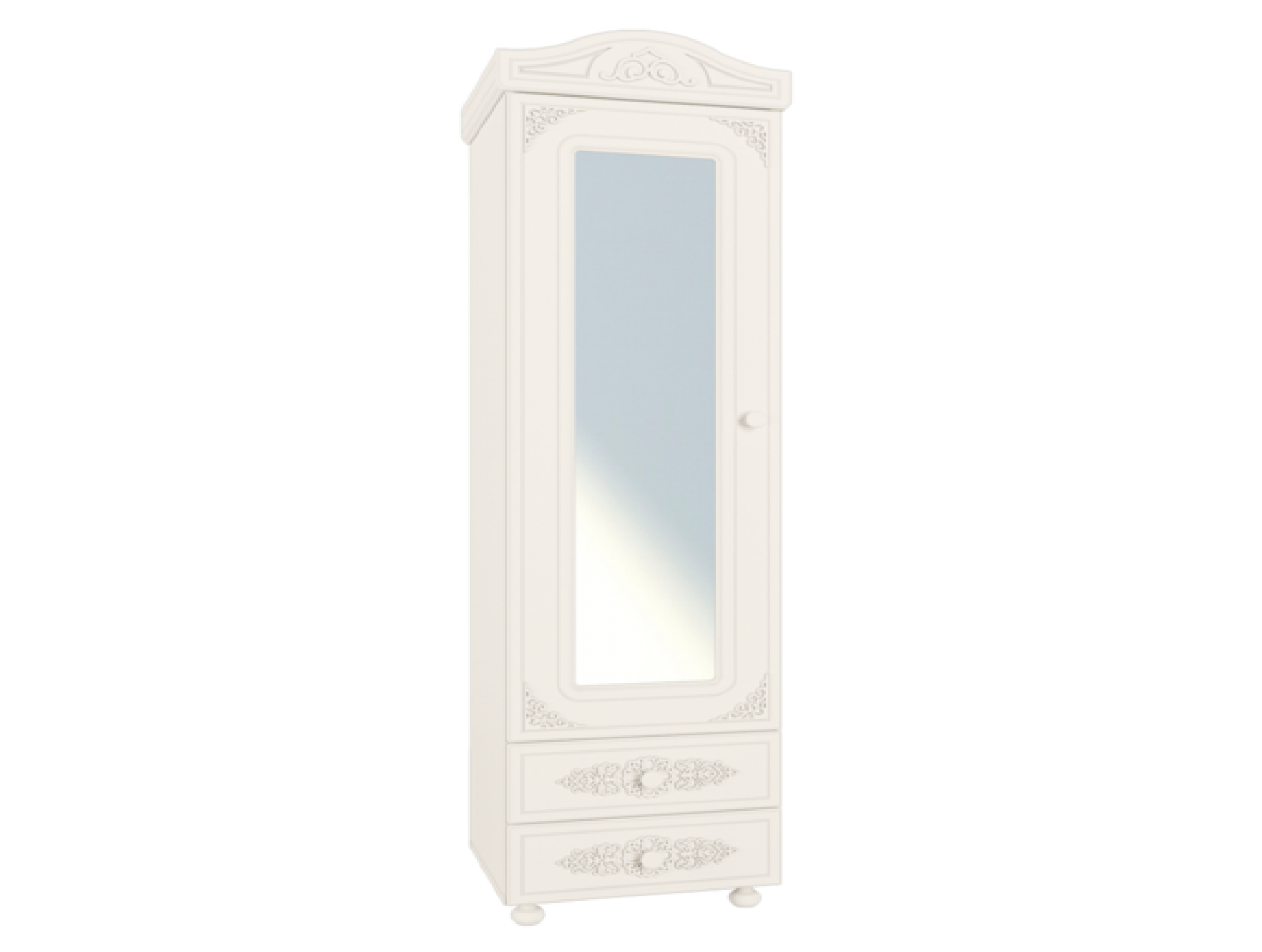 Шкаф-пенал с зеркалом "Ассоль" белое дерево