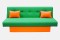 Диван "Манго 4" зеленый/оранж миниатюра